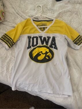Iowa Hawkeyes Yellow & White Mesh V-Neck Jersey